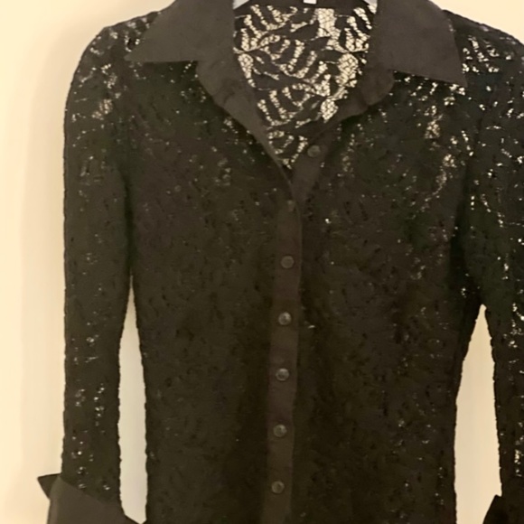 Anne Fontaine Tops Anne Fontaine Black Lace Button Up